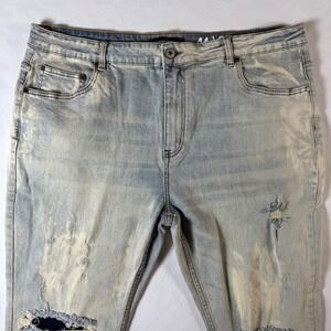 SERENEDE Jeans Mens 44x36 Distressed Bootcut Light Wash Stacked Denim Jeans